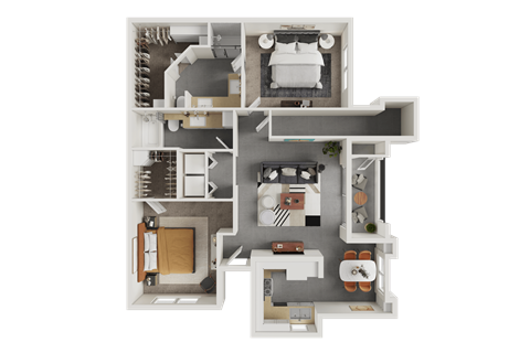 Floor plan for 2 beds, 2 baths, 1120 sqft